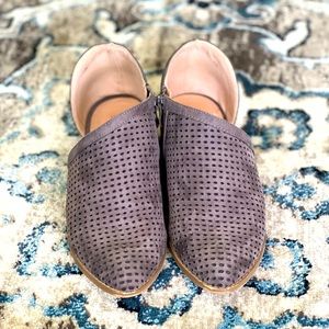 AMS faux suede zippered mini heel dress shoe